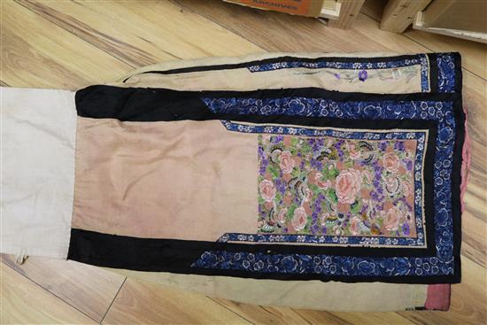 Two late 19th/early 20th century Chinese embroidered bridal skirts